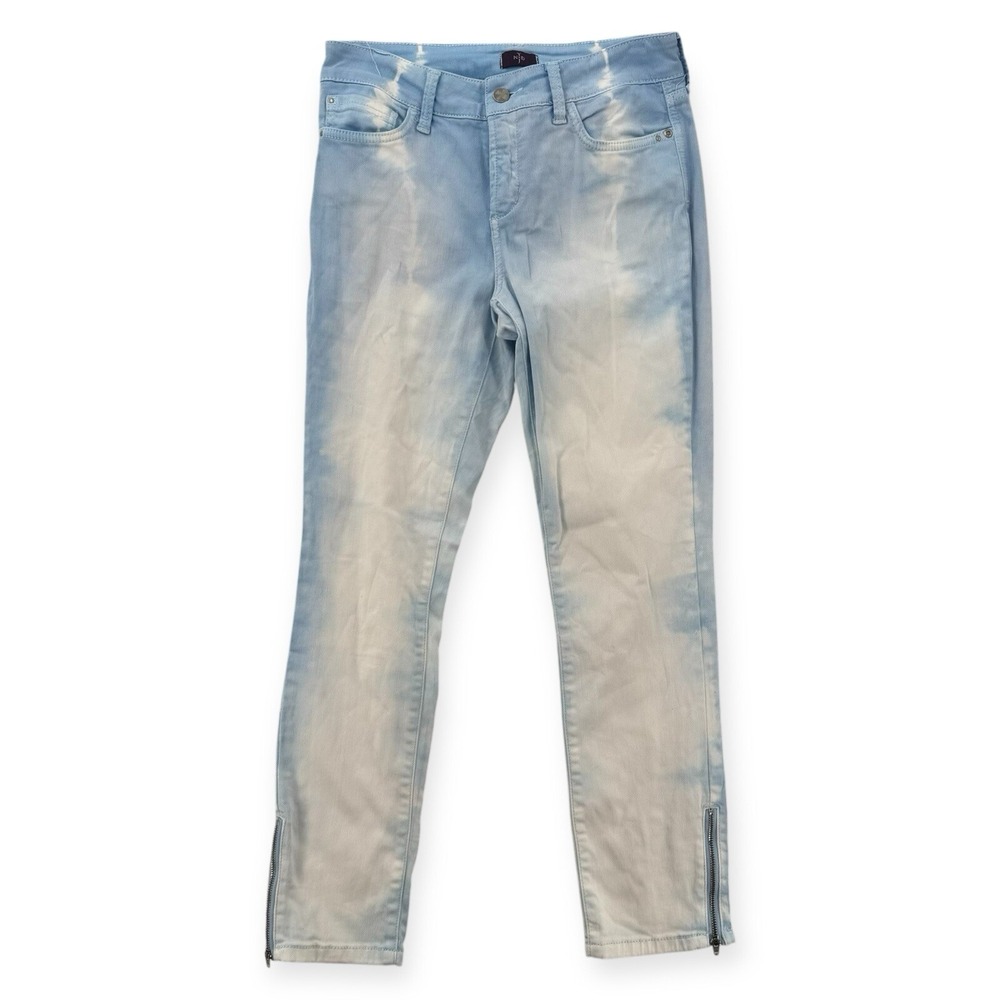 NYDJ Ankle Zip Jeans Womens Size 4 Blue White Wash Lift Tuck Tech Denim Pants